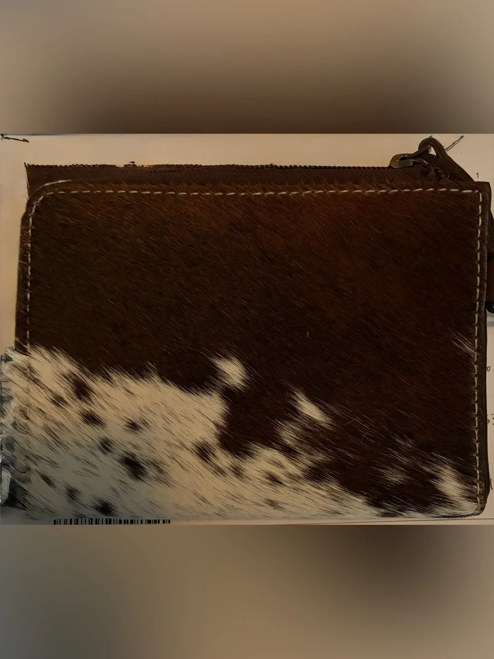 Western Wristlet Cowhide Wristlet Wallet in Black, Dark Brown and White